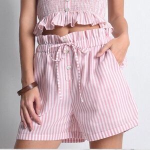 Molly Bracken Pink Stripe Woven Short Size Small
